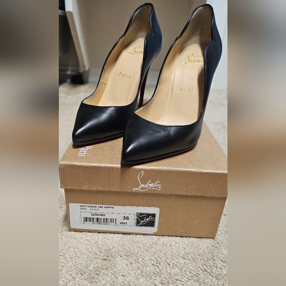 Christian Louboutin Hotchicks size 36.0 (6.0 us). Worn twice. Vibram to protect.